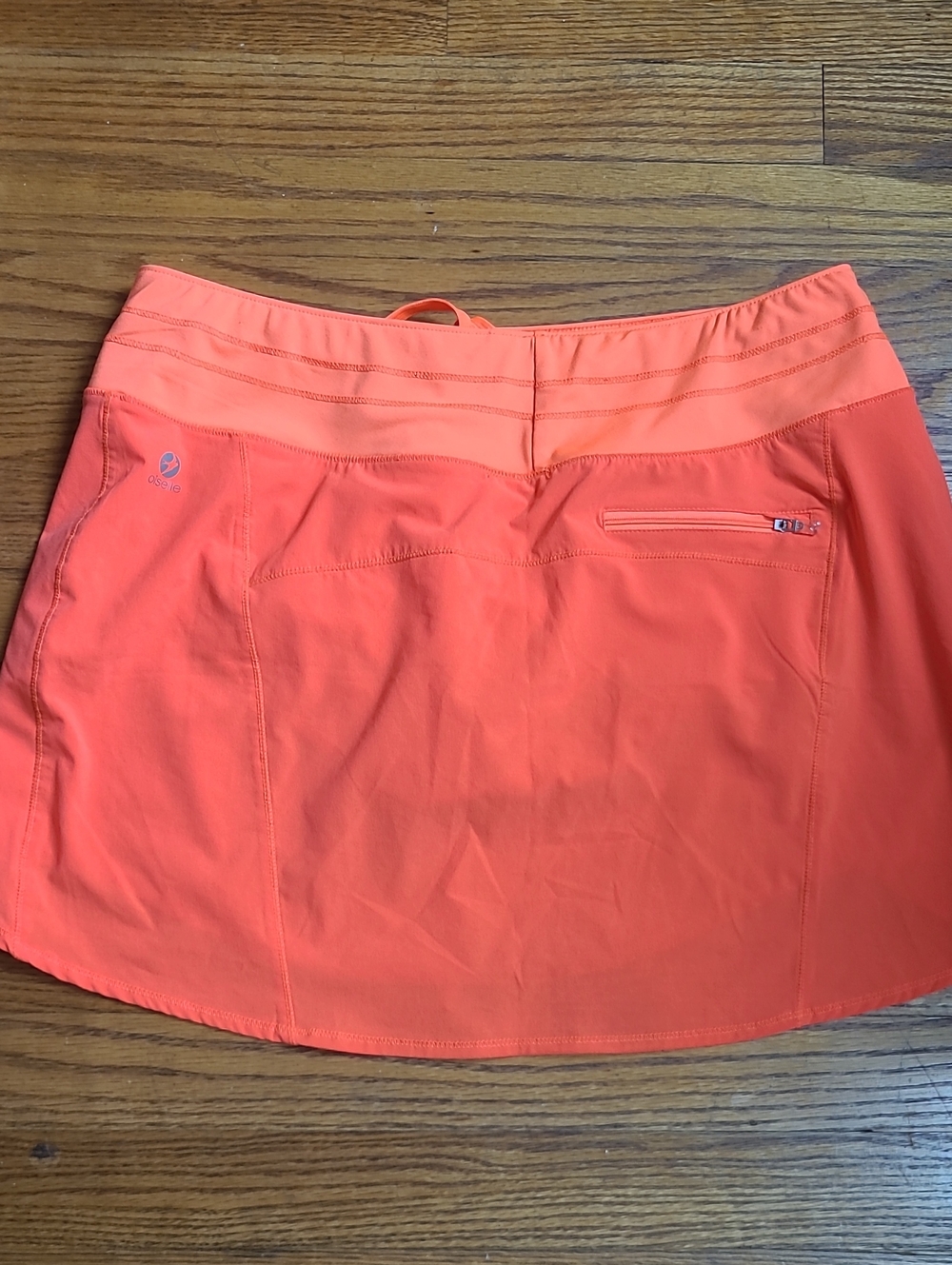 Oiselle Neon Coral Mac Roga Running Skort Size 10 Zip Pocket